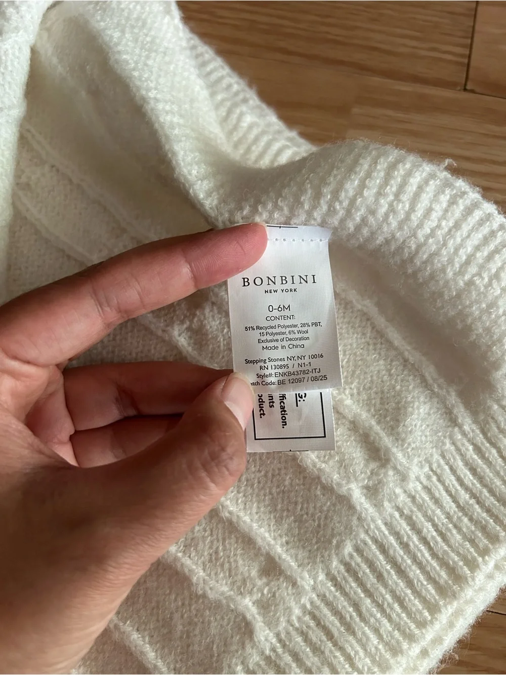Bonbini New York Ivory Cable Knit Baby Blanket 0-6 months